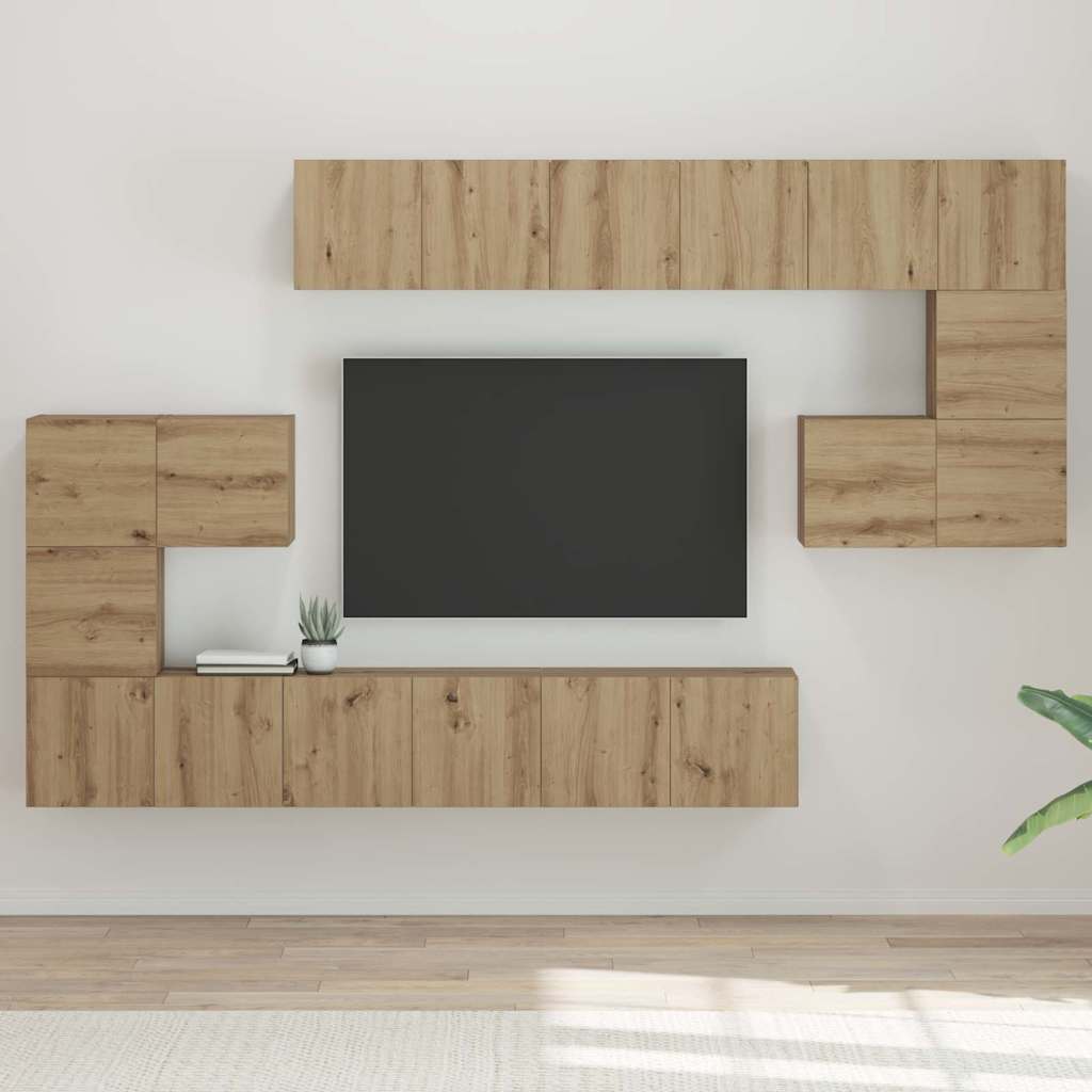 vidaXL TV-Schrank-Set 10 pcs Eiche handwerklich 180 x 30 x 90.5 cm