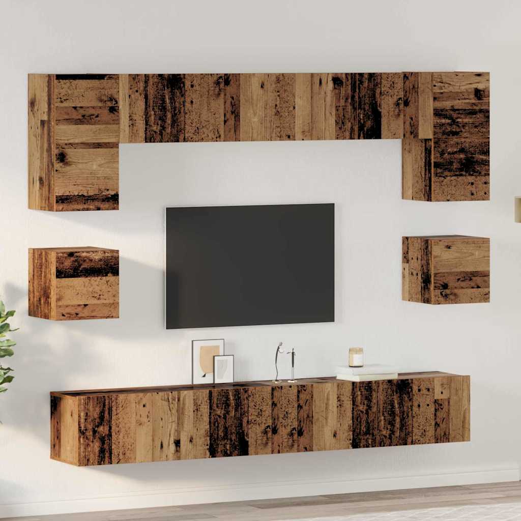 Telerikapi komplekt 8 pcs Vana puit 100 x 30 x 30 cm Tehispuit