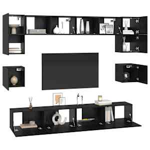 Sestava TV skříněk Nástěnný 8 pcs Černý dub kompozitní dřevo - obrázek 3
