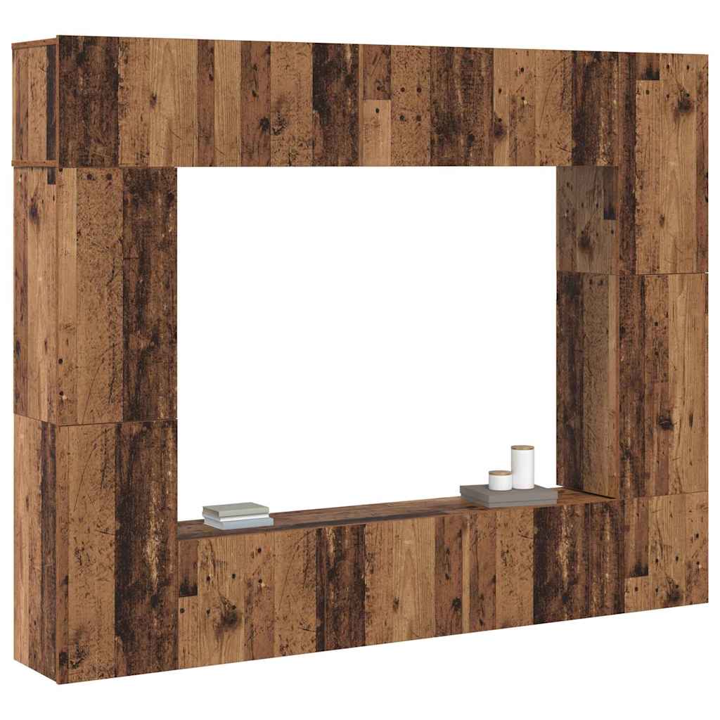 vidaXL Tv-meubelset 8 pcs Oud hout 80 x 30 x 30 cm Bewerkt hout