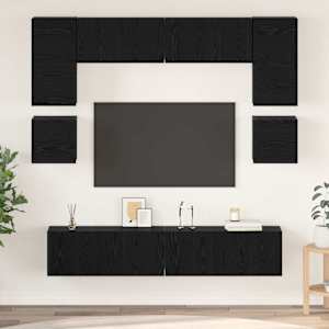 Sestava TV skříněk Nástěnný 8 pcs Černý dub kompozitní dřevo - obrázek 1