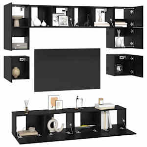 Sestava TV skříněk Nástěnný 8 pcs Černý dub kompozitní dřevo - obrázek 3
