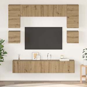 Komplet TV omaric 8 pcs Umetni hrast Konstruiran les