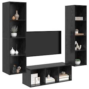 Sestava TV skříněk Nástěnný 3 pcs Černý dub kompozitní dřevo - obrázek 3