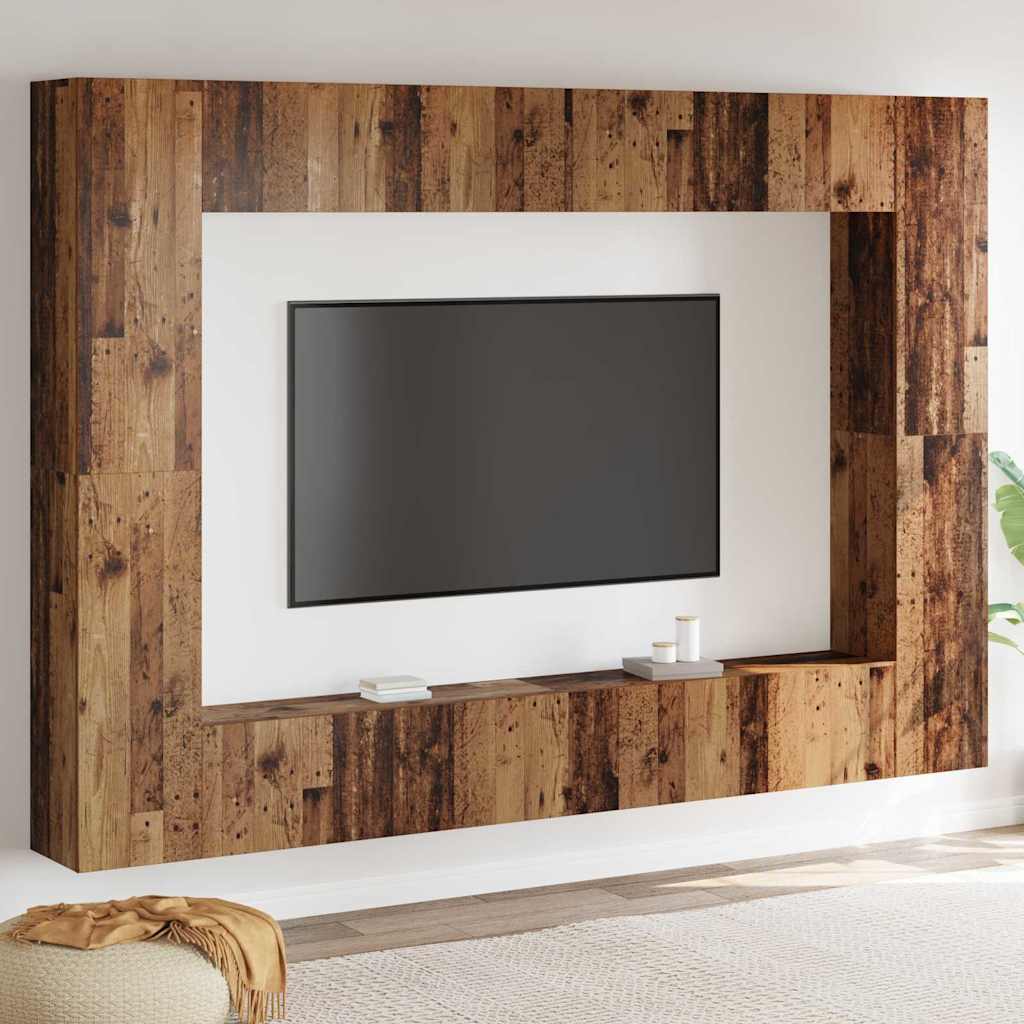 vidaXL Set comodă TV 8 pcs Lemn vechi 100 x 30 x 30 cm Lemn compozit