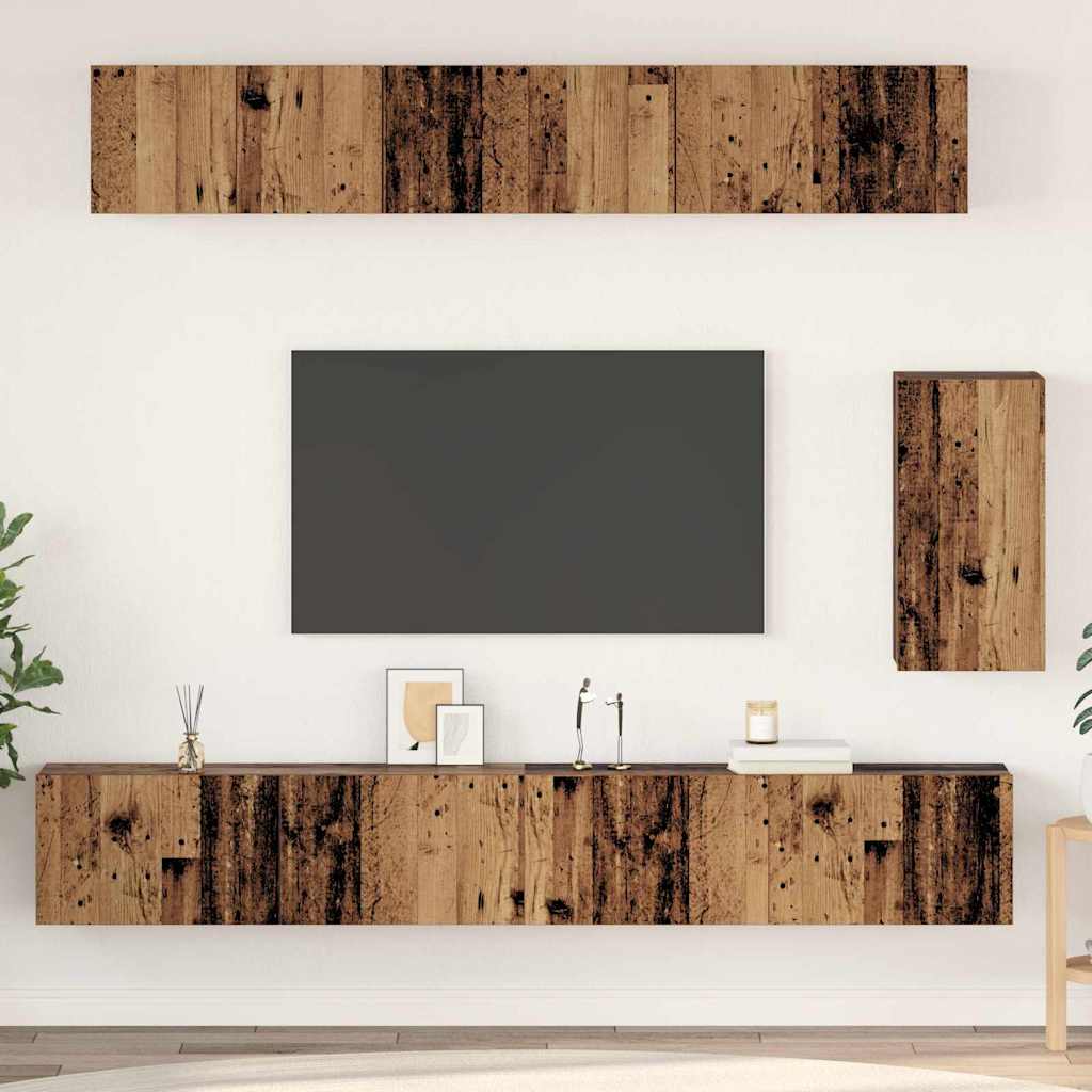 vidaXL TV-Schrank-Set 6 pcs Altholz Standard Mittel Holzwerkstoff