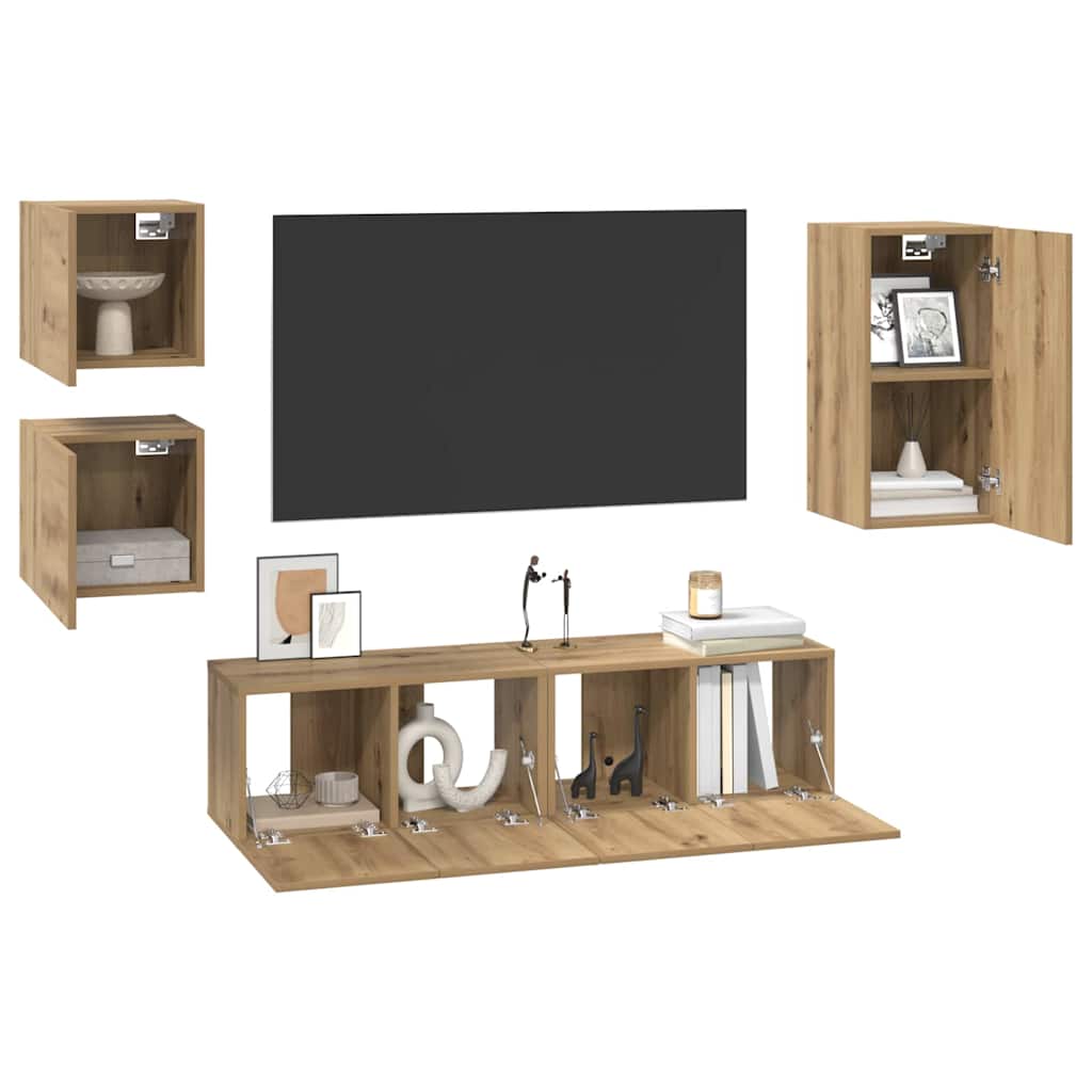 vidaXL Tv-meubelset 5 pcs artisanaal eikenkleurig 30.5 x 30 x 60 cm