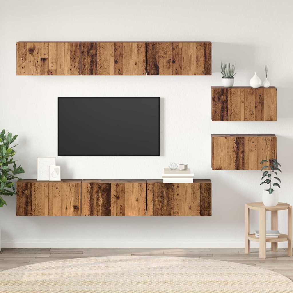 TV-Schränke mit Speicher mit Tür 8 pcs Altes Holz 60 x 30 x 30.5 cm