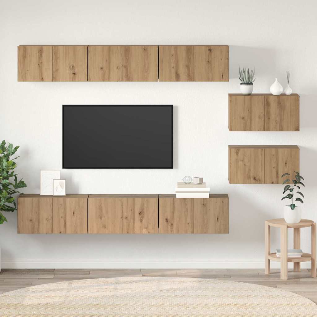 TV-Schränke 8 pcs Handwerklich gefertigter Eichenholz