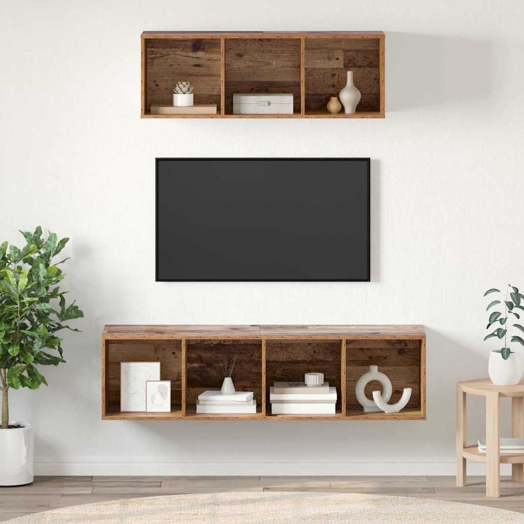 TV kapi komplekt 2 pcs Vana puit 37 x 37 x 142.5 cm Tehispuit