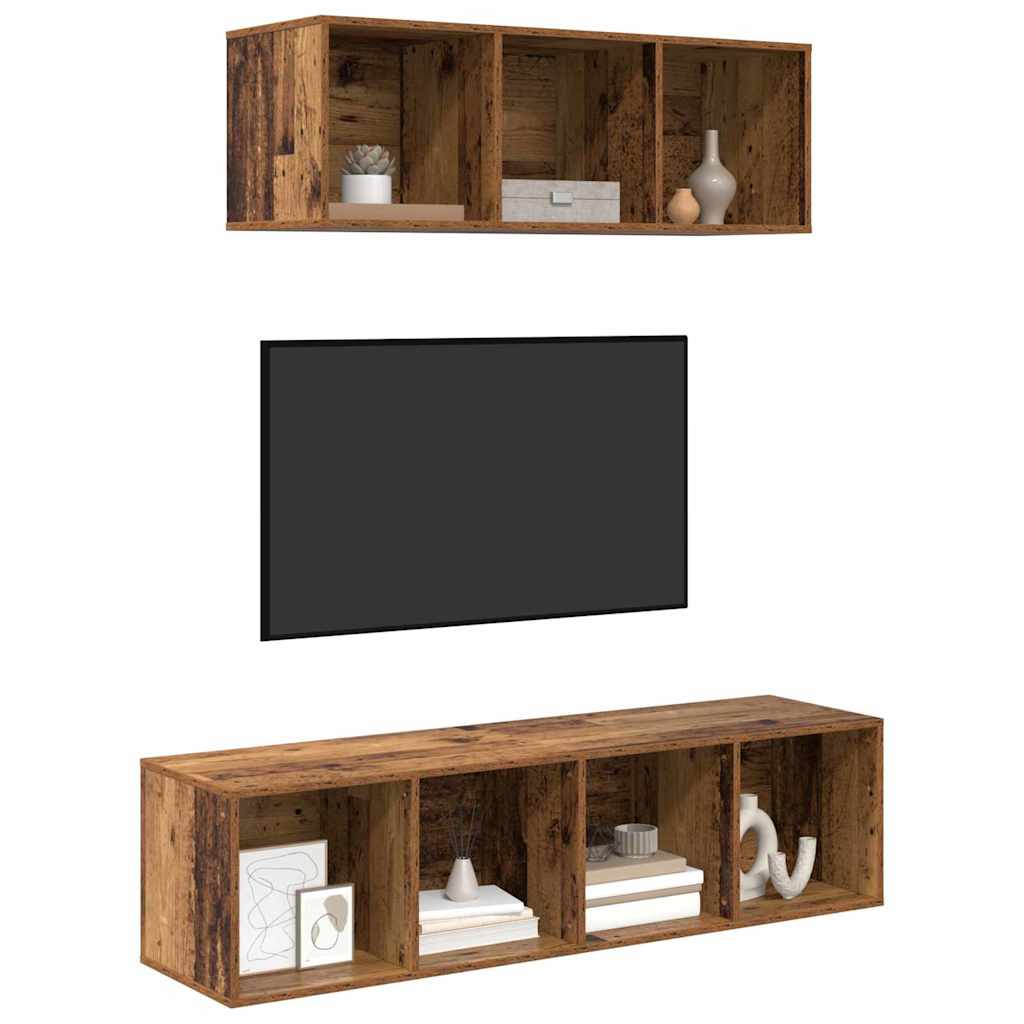 vidaXL TV-kast set 2 pcs Oud hout 37 x 37 x 142.5 cm Bewerkt hout