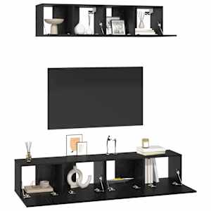 Sestava TV skříněk Nástěnný 4 pcs Černý dub kompozitní dřevo - obrázek 3