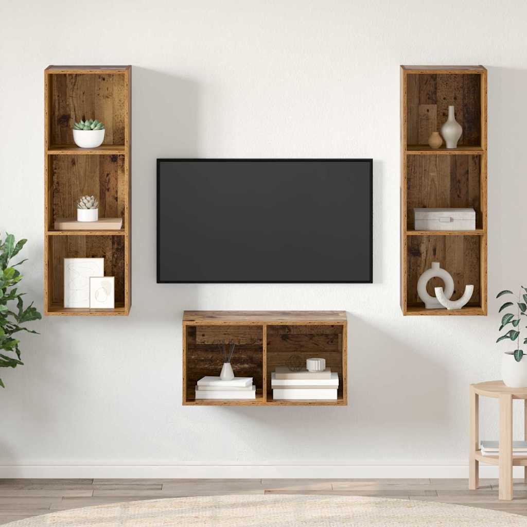 TV kapi komplekt riiuliga Vana puit 37 x 37 x 107 cm Tehispuit