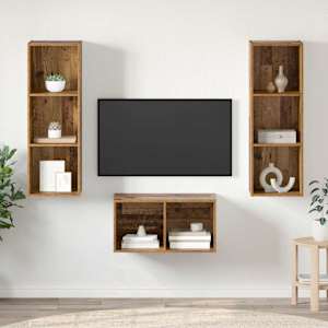 Sestava TV skříněk Nástěnný Staré dřevo 37 x 37 x 107 cm - obrázek 1