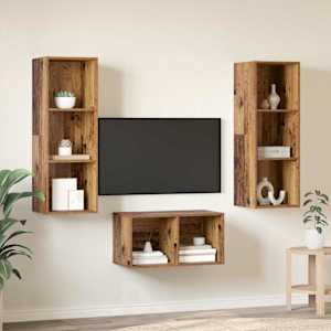 Sestava TV skříněk Nástěnný Staré dřevo 37 x 37 x 107 cm - obrázek 4
