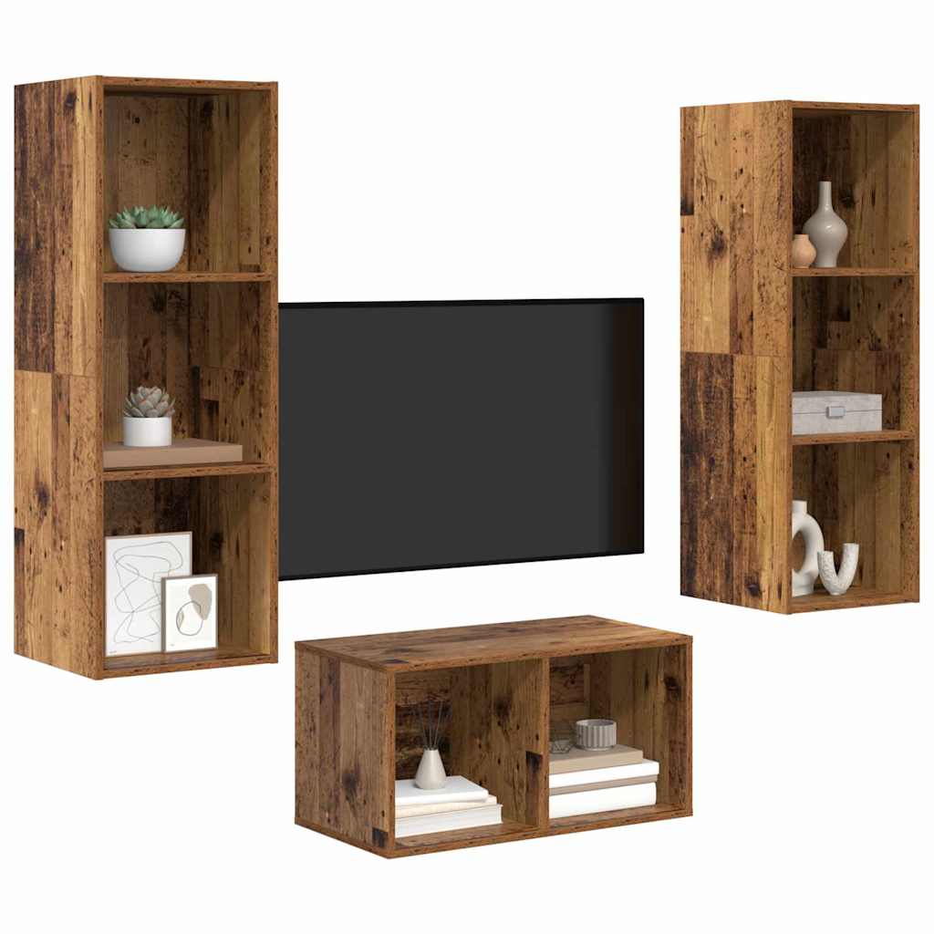 vidaXL Tv-meubelset Oud hout 37 x 37 x 107 cm Bewerkt hout