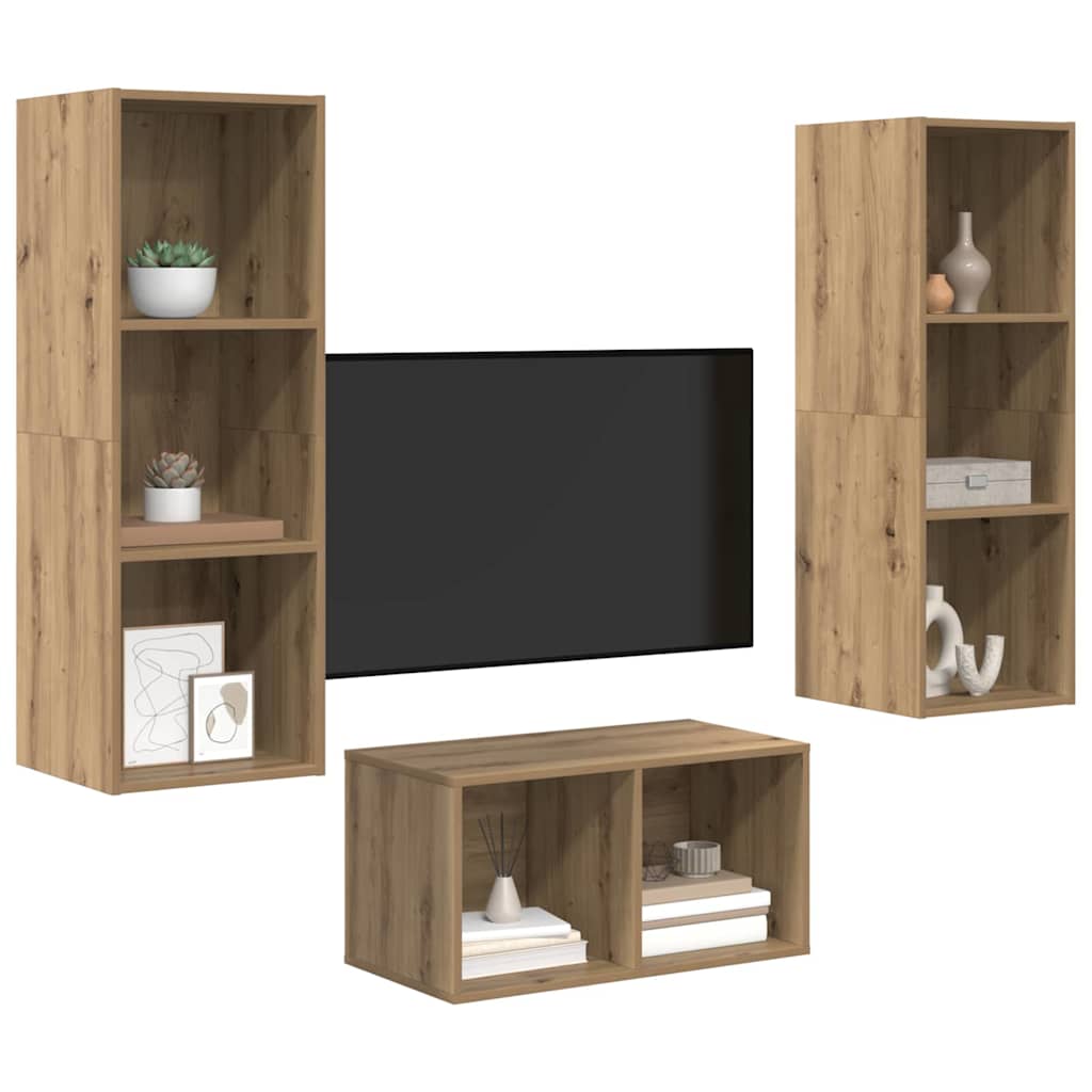 vidaXL Tv-meubelset artisanaal eikenkleurig 37 x 37 x 107 cm