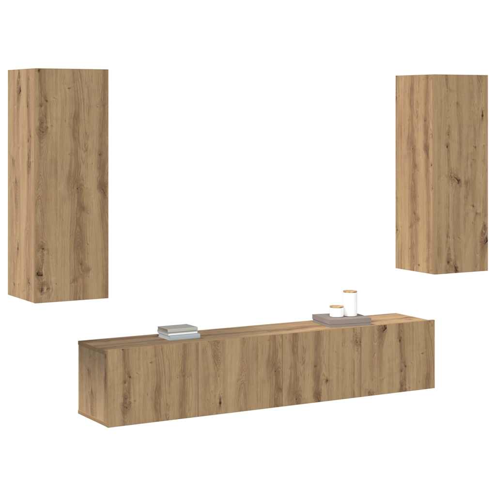 vidaXL 4-delige TV-kastenset Wandgemonteerd - Artisan Eiken Geengineerd Hout