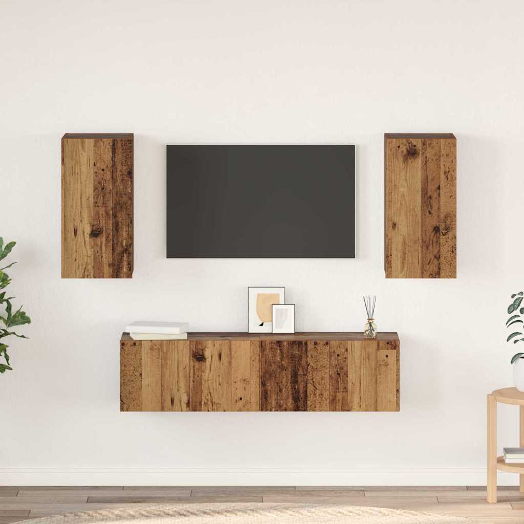vidaXL Set comodă TV 4 pcs Lemn vechi 60 x 30 x 30 cm Lemn compozit