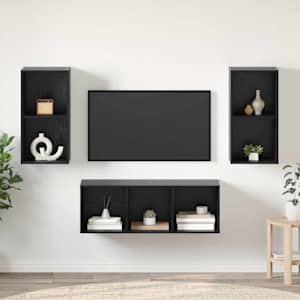 Komplet TV omaric 3 pcs Črna Orehovina Konstruiran les