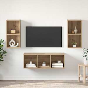 Sestava TV skříněk 3 pcs Artisanový dub kompozitní dřevo