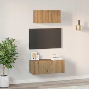 Sestava TV skříněk 2 pcs Artisanový dub Kompozitní dřevo - obrázek 4