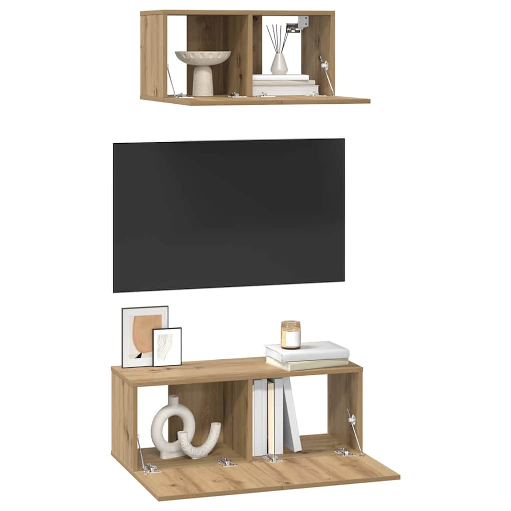 vidaXL TV-kast set 2 pcs artisanaal eikenkleurig 80 x 30 x 30 cm