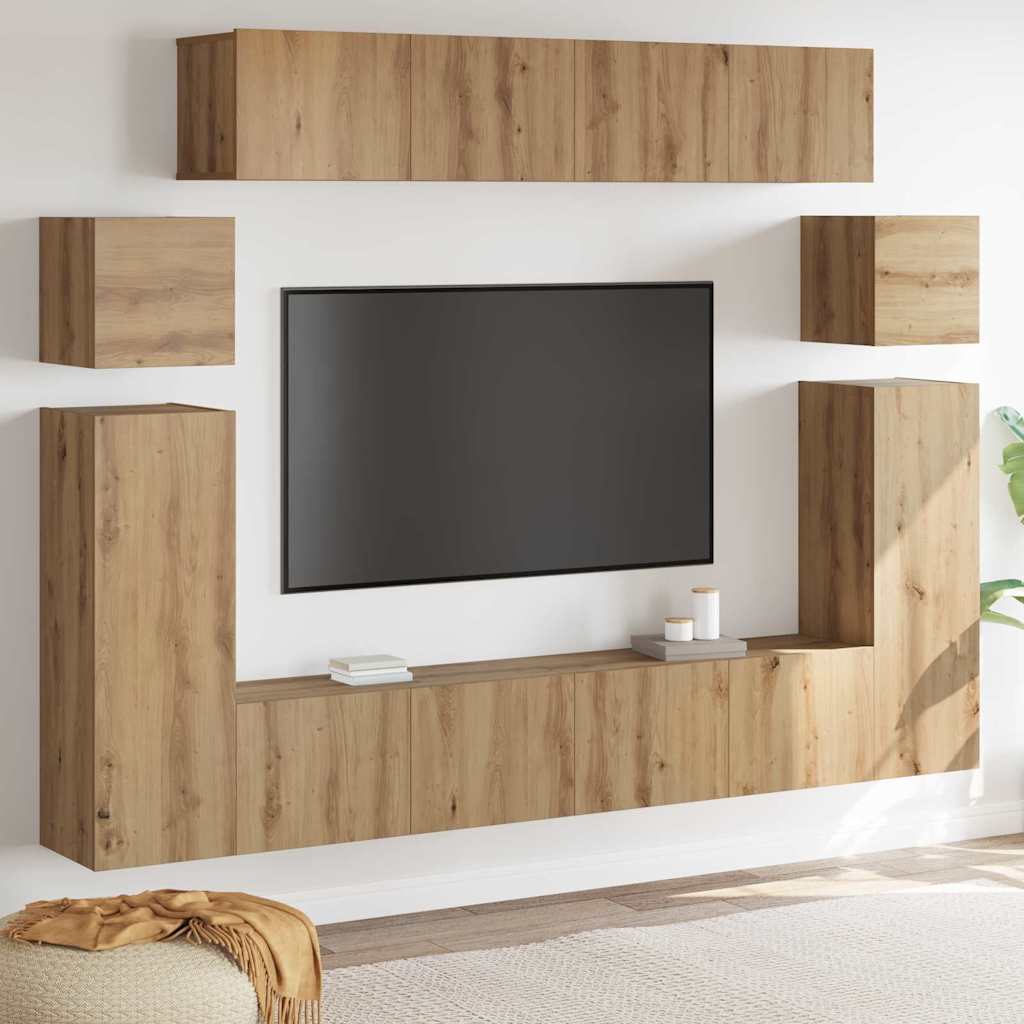 vidaXL Cabinet TV 8 pcs Maro 30.5 x 30 x 90 cm Lemn compozit