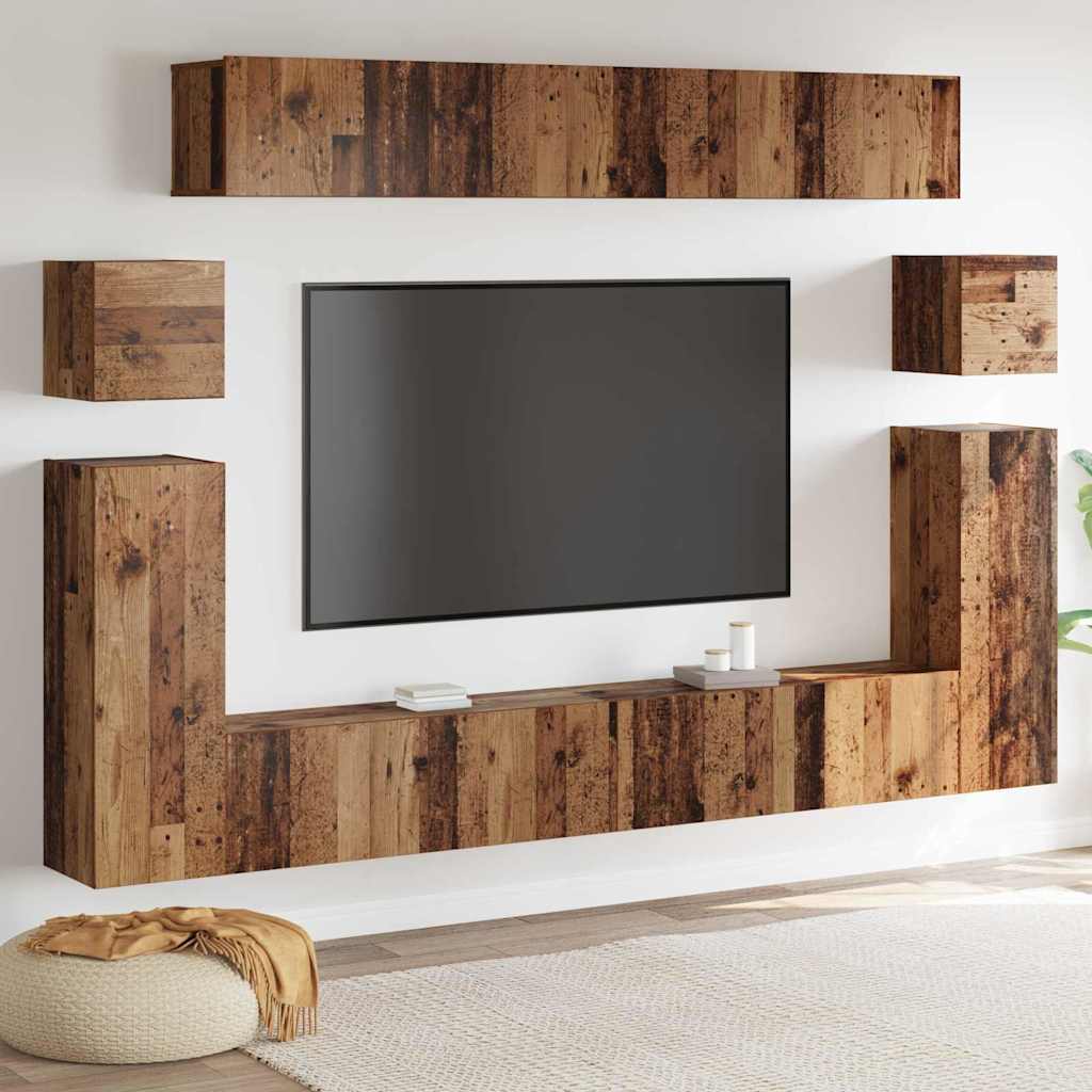 TV-Schrank-Set 8 pcs Altes Holz Mittel 30,5 x 30 x 30 cm