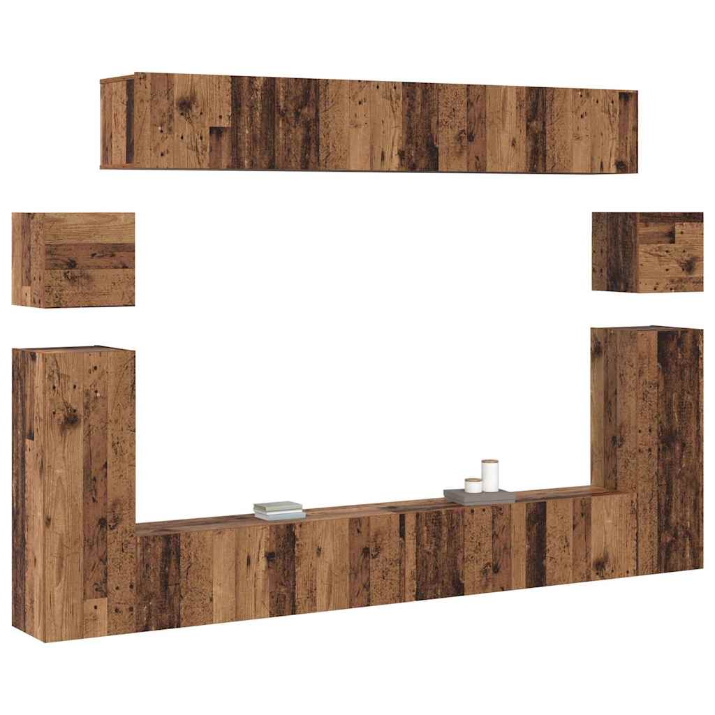 vidaXL Tv-meubelset 8 pcs Oud hout Medium 30.5 x 30 x 30 cm