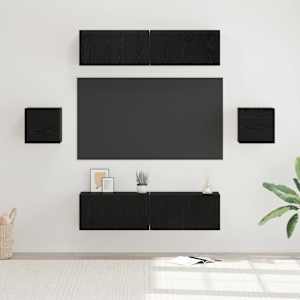 Komplet TV omaric 6 pcs Črni hrast Konstruiran les