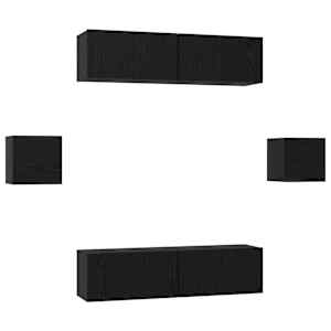 Sestava TV skříněk Nástěnný 6 pcs Černý dub kompozitní dřevo - obrázek 2