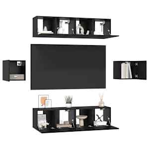 Sestava TV skříněk Nástěnný 6 pcs Černý dub kompozitní dřevo - obrázek 3