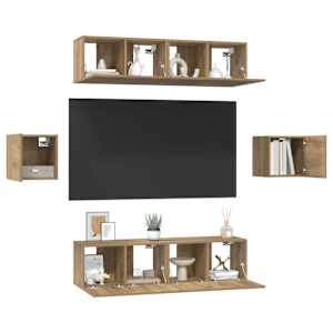 Sestava TV skříněk 6 pcs Artisanový dub kompozitní dřevo - obrázek 3