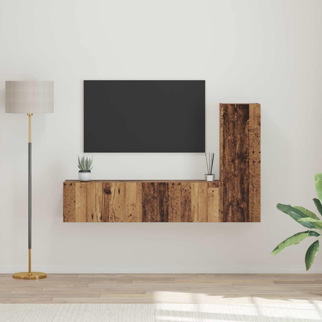 Telerikapi komplekt riiuliga 3 pcs Vana puit 150.5 x 30 x 90 cm