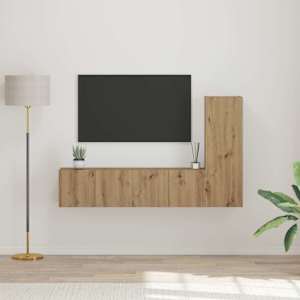 Sestava TV skříněk 3 pcs Artisanový dub kompozitní dřevo - obrázek 1