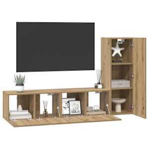 Sestava TV skříněk 3 pcs Artisanový dub kompozitní dřevo - obrázek 3