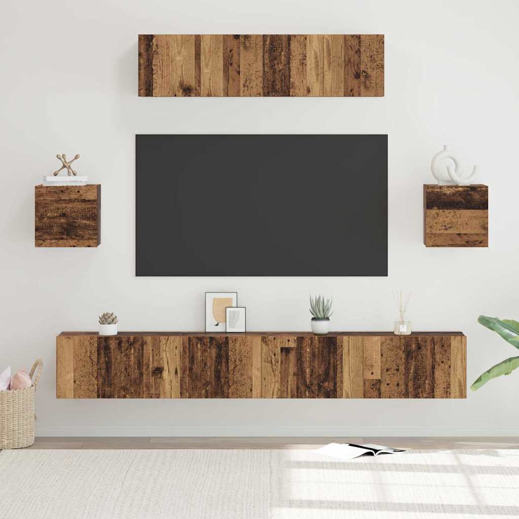 TV-Schranksystem Sonstiges mit Speicher mit Tür 7 pcs Altes Holz 80 x 30 x 30 cm