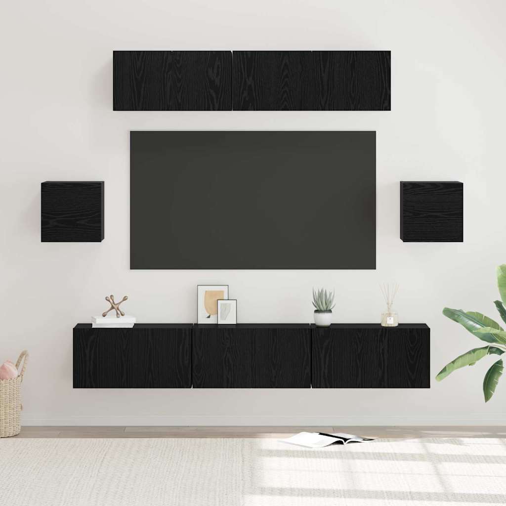 TV-Schranksystem Sonstiges 7 pcs Schwarz Eiche 80 x 30 x 30 cm
