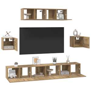 Sestava TV skříněk 7 pcs Artisanový dub kompozitní dřevo - obrázek 3