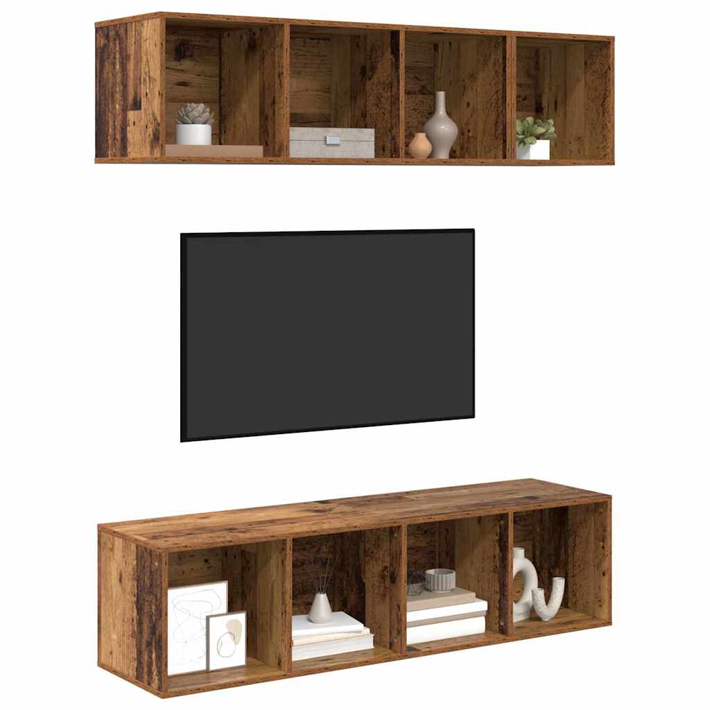 vidaXL TV-kast set 3 pcs Oud hout Bewerkt hout
