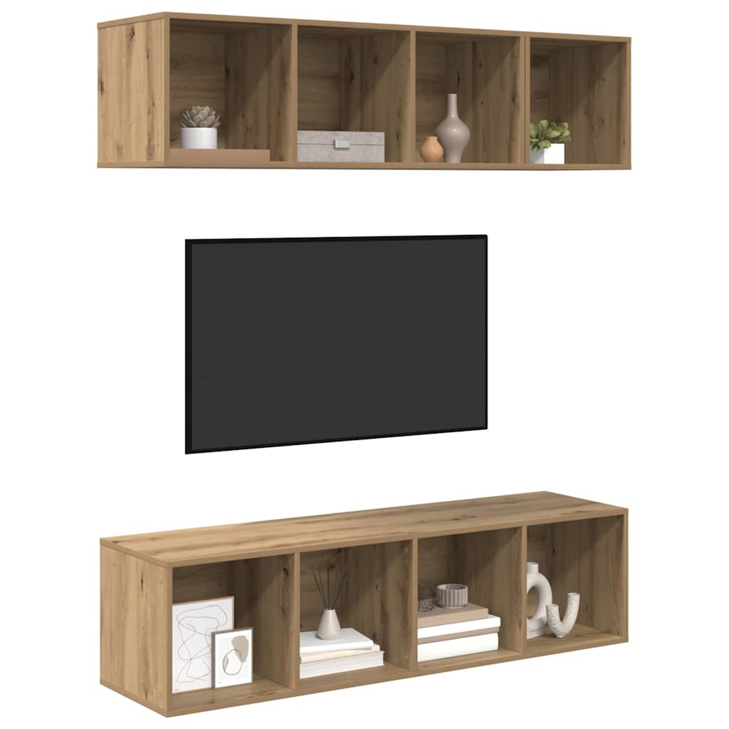 vidaXL TV-kast set 3 pcs artisanaal eikenkleurig Bewerkt hout
