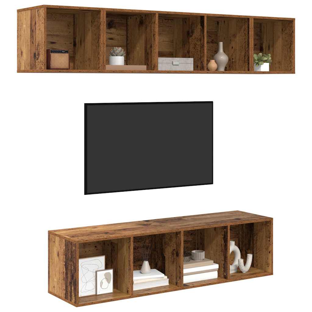 vidaXL Tv-meubelset 4 pcs Oud hout 37 x 37 x 142.5 cm Bewerkt hout