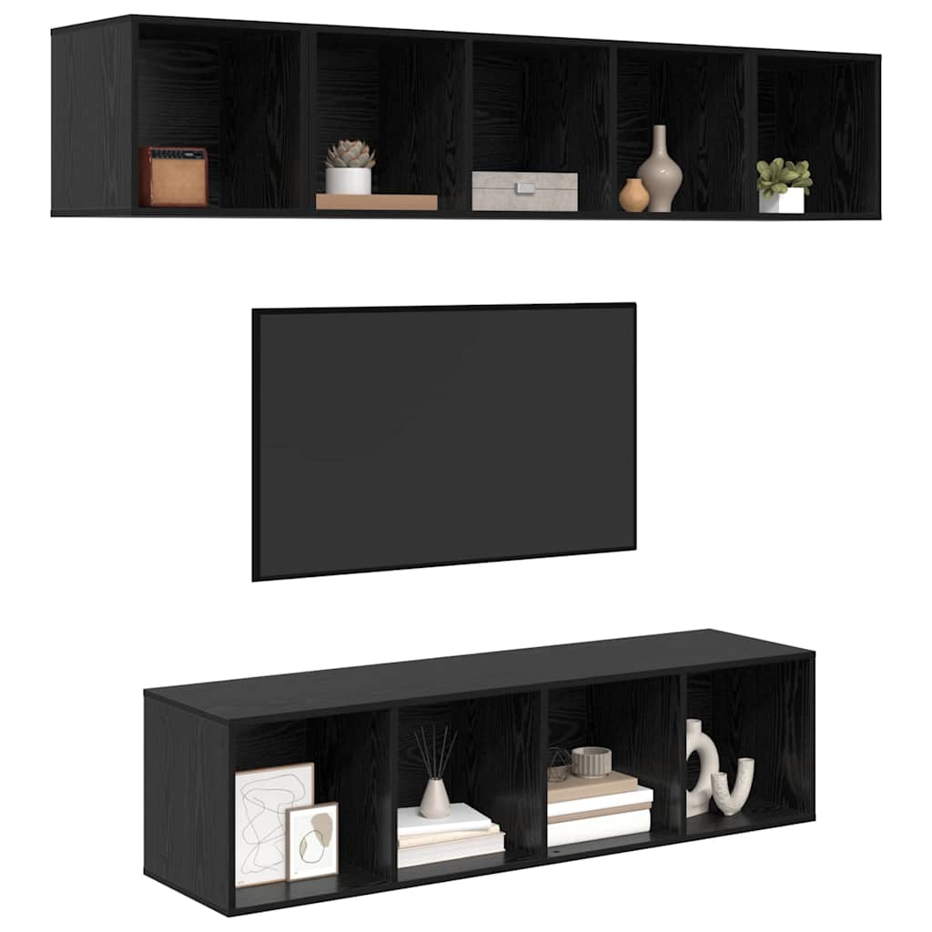 vidaXL Tv-meubelset 4 pcs Zwart eiken 37 x 37 x 142.5 cm Bewerkt hout