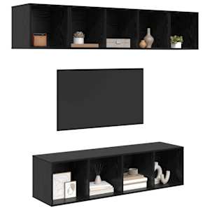 Sestava TV skříněk Nástěnný 4 pcs Černý dub kompozitní dřevo - obrázek 3