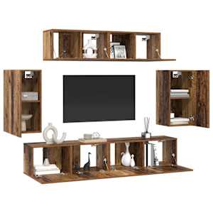 Sestava TV skříněk Nástěnný 6 pcs Staré dřevo kompozitní dřevo - obrázek 3