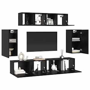 Sestava TV skříněk Nástěnný 6 pcs Černý dub kompozitní dřevo - obrázek 3