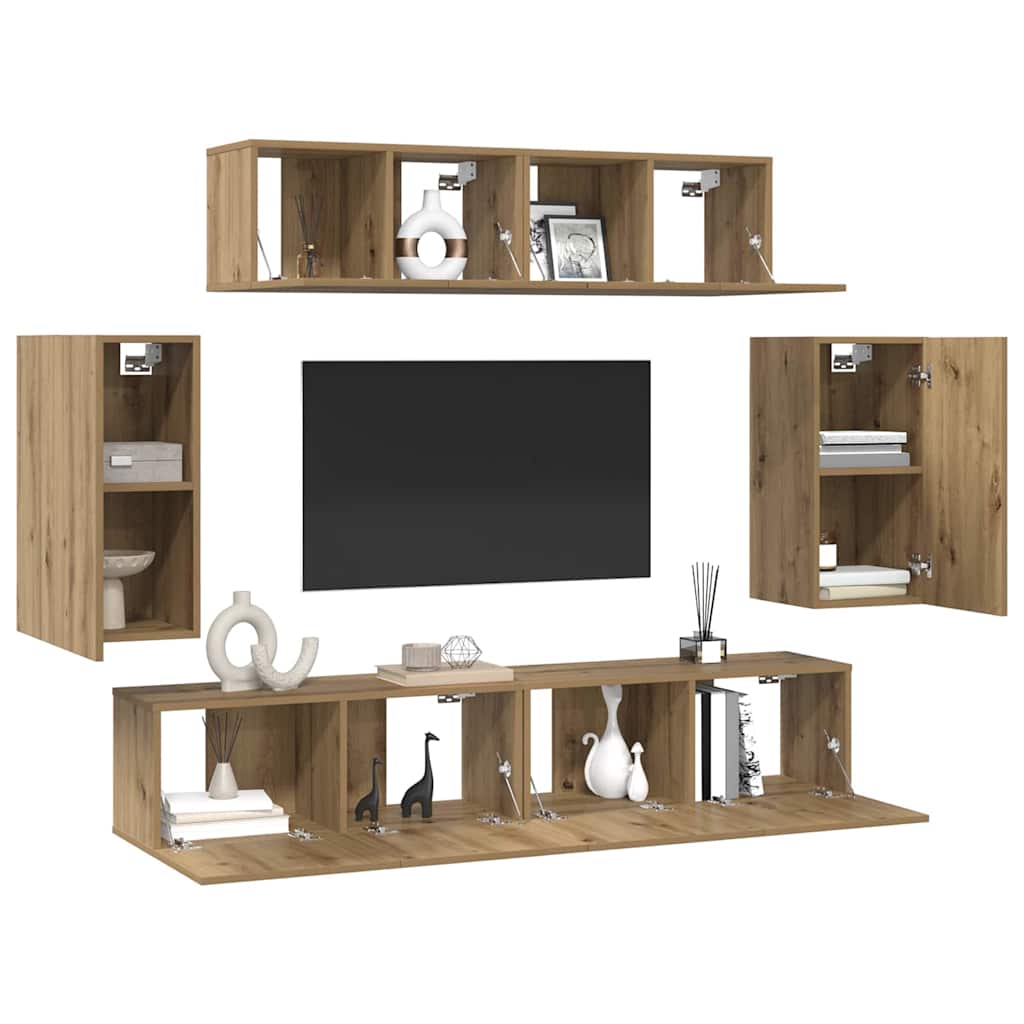 vidaXL Tv-meubelset 6 pcs artisanaal eikenkleurig 80 x 30 x 30 cm