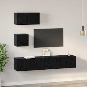 Sestava TV skříněk Nástěnný 4 pcs Černý dub kompozitní dřevo - obrázek 4