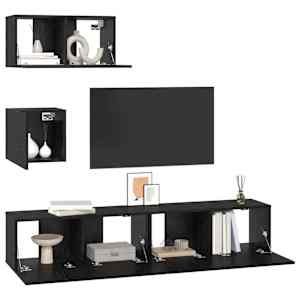 Sestava TV skříněk Nástěnný 4 pcs Černý dub kompozitní dřevo - obrázek 3